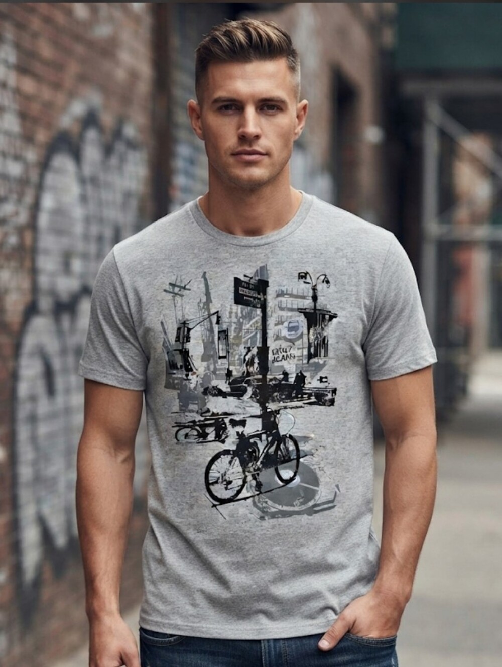 DKNY Men’s Fast Track Graphic T-Shirt Grey Size XL New With Tags